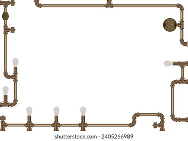Steampunk plumbing frame Copper material with gradation
