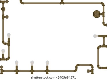 Steampunk plumbing frame Copper material with solid color
