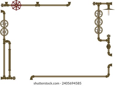 Steampunk plumbing frame Copper material with solid color
