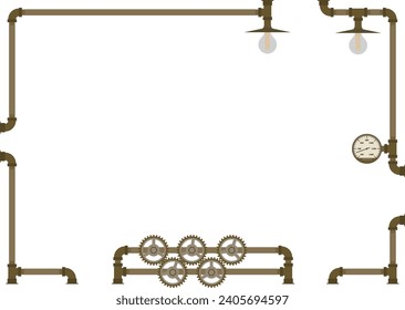 Steampunk plumbing frame Copper material with solid color
