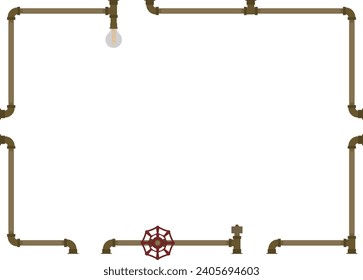 Steampunk plumbing frame Copper material with solid color
