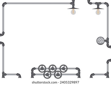 Steampunk plumbing frame Steel material with gradation
