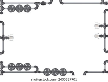 Steampunk plumbing frame Steel material with gradation
