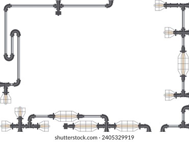 Steampunk plumbing frame Steel material with gradation
