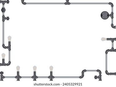 Steampunk plumbing frame Steel material with gradation
