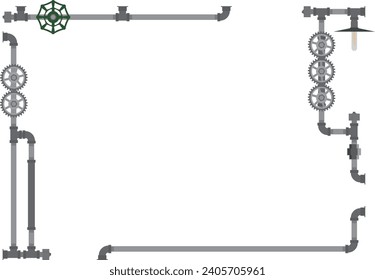 Steampunk plumbing frame Steel material with solid color
