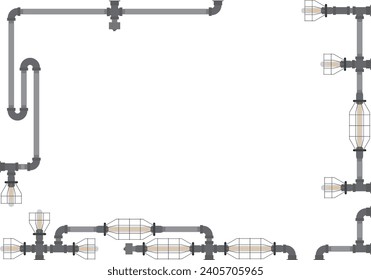 Steampunk plumbing frame Steel material with solid color
