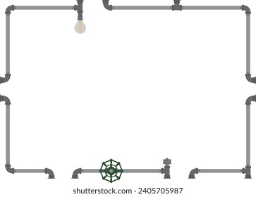 Steampunk plumbing frame Steel material with solid color
