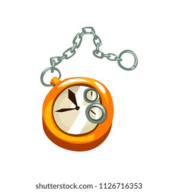 Steampunk pocket watch, antique mechanical device or mechanism vector Illustration on a white background