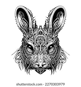 steampunk rabbit bunny logo is a whimsical and creative symbol of curiosity and ingenuity. It blends the charm of a classic bunny with a futuristic steampunk aesthetic