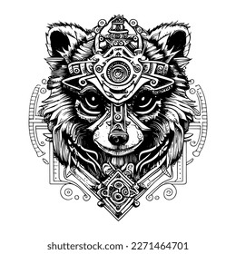 Steampunk Raccoon Head Logo is a unique and playful blend of the mischievous raccoon and the intricate details of steampunk fashion