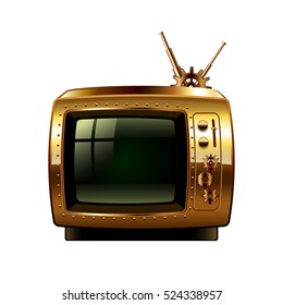 Steampunk retro tv isolated photo-realistic vector illustration