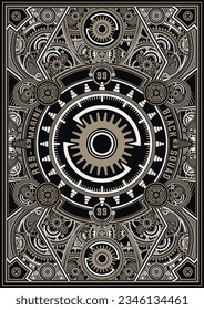 Steampunk Retro Vector Poster Designs, Steampunk Gears, Vintage Steampunk 