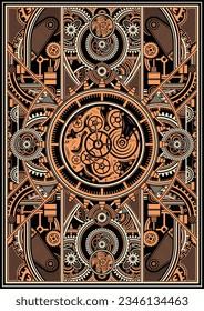 Steampunk Retro Vector Poster Designs, Steampunk Gears, Vintage Steampunk 