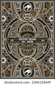 Steampunk Retro Vector Poster Designs, Steampunk Gears, Vintage Steampunk 