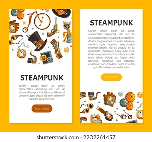 Steampunk Retrofuturistic Technology Design with Industrial Steam-powered Mechanism Vector Template