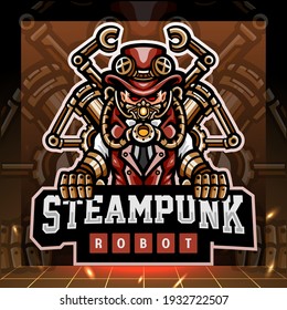 Steampunk robot mascot. esport logo design
