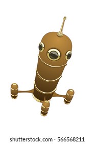 Steampunk rocket. Gradient style, Vector illustration