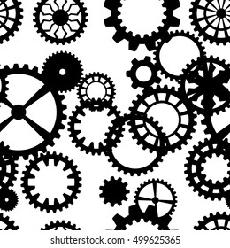 Steampunk  seamless pattern with clock wheels