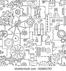 Steampunk seamless pattern. Mechanism the background.