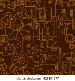 Steampunk seamless pattern. Mechanism hand drawn