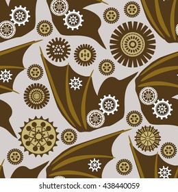 Steampunk seamless pattern.Background with different gear wheels. Vector elements for design. Template retro decoration for card. 