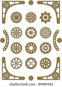 Steampunk, set of retro styled gear wheels