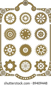 Steampunk, set of retro styled gear wheels