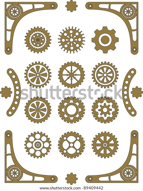 Steampunk Set Retro Styled Gear Wheels Stock Vector (Royalty Free ...