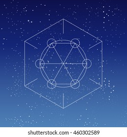 Steam-punk shape. Hipster abstract. Crystal hexagon.