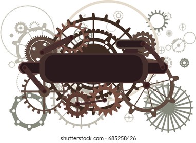steampunk signboard sign with mechanical cogs and gears