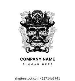 Steampunk Skull Logo combines the edginess of a classic skull design with the intricate details of steampunk fashion. The result is striking and captivating image that embodies the creative and rebel