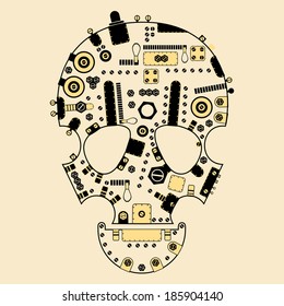 Steam-punk skull. vector illustration
