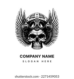 Steampunk Skull wings helmet Logo A Symbol of Dark Innovation
