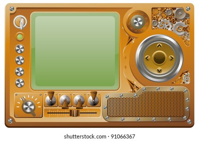 Steampunk style grunge media player control panel