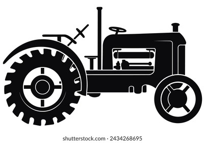 Steampunk Tractor Silhouette, Tractors Vector Silhouette,Tractor Silhouettes Modern and Antique,
