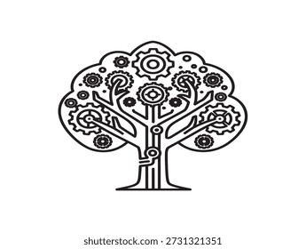Steampunk tree with gears and cogs