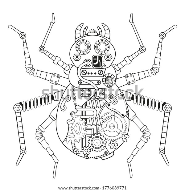 Steampunk Vector Coloring Page Vector Coloring Stock Vector (Royalty