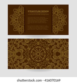 Steampunk vector design with industrial technical elements of mechanics. Vector round mandala. Ornamental doodle. Templates for your own design.