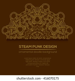 Steampunk vector design with industrial technical elements of mechanics. Vector round mandala. Ornamental doodle. Templates for your own design.