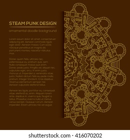 Steampunk vector design with industrial technical elements of mechanics. Vector round mandala. Ornamental doodle. Templates for your own design.
