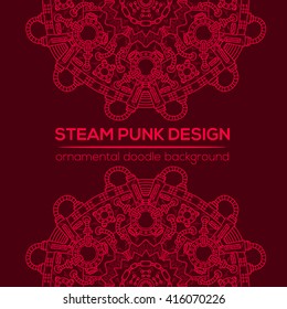 Steampunk vector design with industrial technical elements of mechanics. Vector round mandala. Ornamental doodle. Templates for your own design.