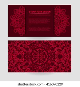 Steampunk vector design with industrial technical elements of mechanics. Vector round mandala. Ornamental doodle. Templates for your own design.