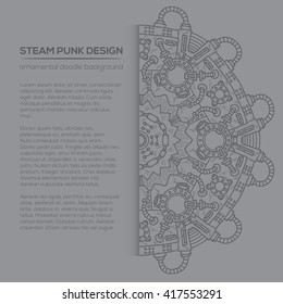Steampunk vector design with industrial technical elements of mechanics. Vector round mandala. Ornamental doodle. Templates for your own design.