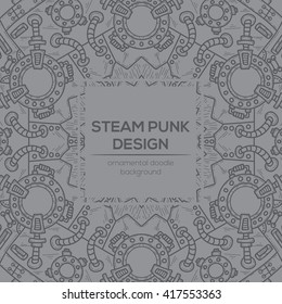 Steampunk vector design with industrial technical elements of mechanics. Vector round mandala. Ornamental doodle. Templates for your own design.
