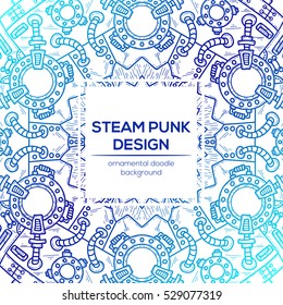 Steampunk vector design with industrial technical elements of mechanics. Vector round mandala. Ornamental doodle. Templates for your own design.