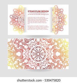 Steampunk vector design with industrial technical elements of mechanics. Vector round mandala. Ornamental doodle. Templates for your own design.