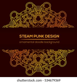 Steampunk vector design with industrial technical elements of mechanics. Vector round mandala. Ornamental doodle. Templates for your own design.