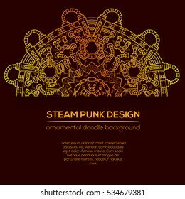 Steampunk vector design with industrial technical elements of mechanics. Vector round mandala. Ornamental doodle. Templates for your own design.