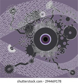 steampunk, vector, illustration,  gear, robot, robotics